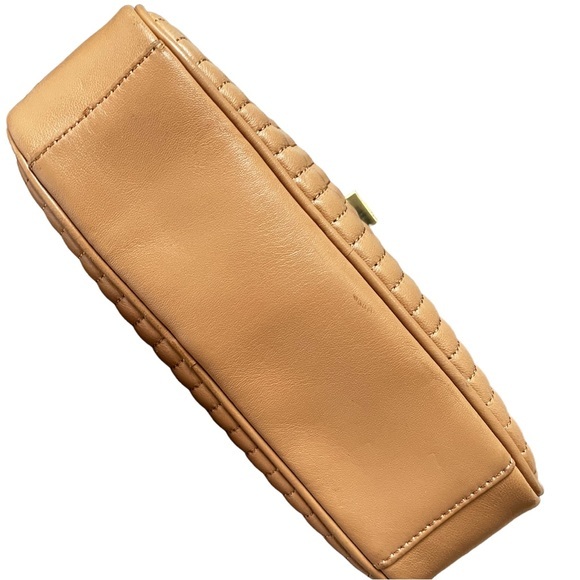 ISAAC Mizrahi Quilted Tan Leather Camera Style Crossbody Bag - Picture 7 of 16